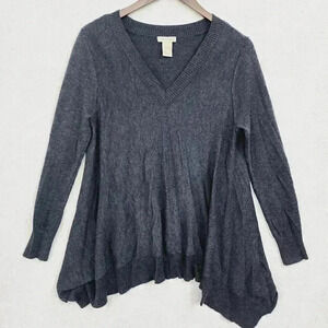 Vertical Design Asymmetrical v neck Pullover Sweater Women's M 2565C